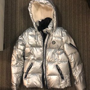 Metallic puffer coat